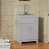 Bathroom Sink Vanity Laundry Utility Cabinet With Stainless Steel Sink Combo - Gray - Image 8