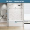 Frameless Single Sliding Shower Door With Soft Close, 5 / 16" Clear Nano Coated Tempered Glass, 60" X 60" - Matte Black - Image 5