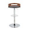 Cassis - Mid-Century Modern Adjustable Barstool With Swivel With Oval Footrest (Set of 3) - Chrome / Walnut / Gray - Image 5