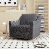 360 Degree Swivel Armchair Cotton Linen Skin - Friendly Fabric Ergonomic Design Brass Nail Decorative Armchair Living Room Chairs Bedroom Chairs Living Room Chairs Black Legs Suitable For Indoor Homes - Dark Gray - Image 2