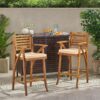 Barstool With Soft Curved Lines And Sturdy Frame (Set of 2) - Brown - Image 4