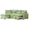 Convertible Sofa Bed Sectional Sofa Sleeper L-Shaped Sofa With A Storage Ottoman, Two Pillows, Two Power Sockets And Two USB Ports For Living Room - Green - Image 16
