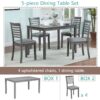 5 Pieces Modern Dining Set, Rectangular Wooden Dining Table With 4 Upholstered Chairs For Kitchen, Dining Room - Gray - Image 6