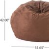 Comfortable High Density Shredded Foam Bean Bag Chair With Removable Microsuede Cover, French Roast, 5 Foot - Brown - Image 2