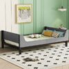 Twin Bed With Headboard, Footboard, Safeguards, Built-In Bed-End Book Storage Rack - Gray - Image 21