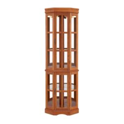 Corner Curio Cabinet With 5 Shelves And Lighting System (E26 Light Bulb Not Included) - Oak