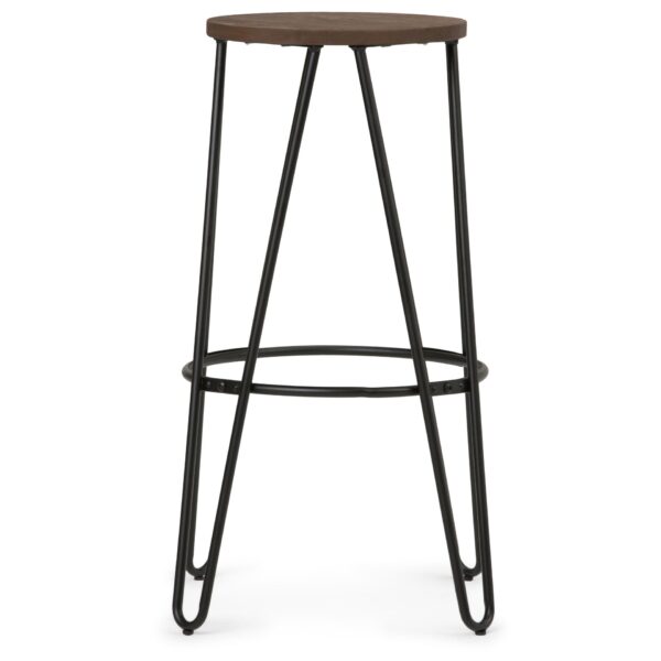 Simeon - Metal Bar Stool With Wood Seat - Cocoa Brown / Black