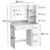 Vanity Desk With Mirror & Light, Large Drawer Three Level Storage Dresser, 3 Lighting Modes Adjustable Brightness, Bedroom Dressing Table - White - Image 7