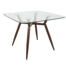 Clara - Mid-Century Modern Square Dining Table - Walnut / Clear
