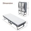 Folding Bed Cot With Mattress, Foldable Metal Frame Bed For Guest With Memory Foam Mattress On Wheels, Saving Space Rollaway Bed - Black - Image 4