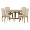 5 Piece Farmhouse Dining Table Set Wood Round Extendable Dining Table And 4 Upholstered Dining Chairs - Natural Wash - Image 17