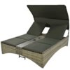 Patio Daybed Outdoor Daybed Sun Lounger With Shelter Roof With Adjustable Backrest, Storage Box And 2 Cup Holders For Patio, Balcony, Poolside - Gray - Image 15