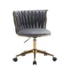 Office Desk Chair, Upholstered Home Office Desk Chairs With Adjustable Swivel Wheels, Ergonomic Office Chair For Living Room, Bedroom, Office, Vanity Study - Dark Gray - Image 6