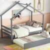 Twin Size House-Shaped Bed With Trundle - Gray - Image 10