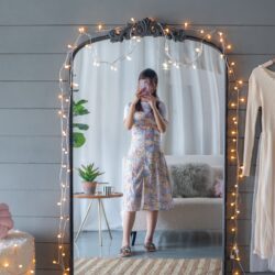 Full Length Mirror, Arched Mirror Hanging Or Leaning Against Wall, Large Mirror For Living Room - Black