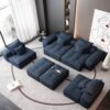 Modern Oversized Modular Sectional Sofa, Sparkling Chenille Fabric Soft Cushion Sofa With 8 Pillows, 8 Pieces Diy Combination Tufted Sofa, No Assembly Required - Blue - Image 11