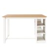 Solid Wood Farmhouse Counter Height Dining Table Set With 3 Tier Storage Shelves, Upholstered Dining Chairs For 4, 5 Piece - White - Image 13