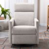 Modern Upholstered Rocker Nursery Chair Plush Seating Glider Swivel Recliner Chair - Tan - Image 7