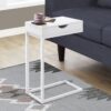 Accent Table, C - Shaped Contemporary Convenient Design - White - Image 3