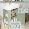 Bathroom Vanity, Combo Cabinet, Bathroom Storage Cabinet, Single Ceramic Sink, Left Side Storage - Green - Image 4