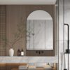 Arched Recessed Medicine Cabinet, Metal Framed Bathroom Wall Cabinet With Mirror And Adjustable Shelves, Wall Mirror With Storage For Bathroom - Matte Black - Image 3