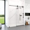 Frameless Single Sliding Shower Door Clear Tempered Glass - Matte Black - Image 4