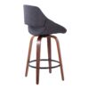 Fabrico - Mid-Century Modern Fixed Height Counter Stool & Round Footrest (Set of 2) - Walnut / Charcoal - Image 4