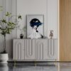 Modern Lacquered 4 Door Wooden Cabinet Sideboard Buffet Server Cabinet Storage Cabinet, For Living Room, Entryway, Hallway, Office, Kitchen And Dining Room - Gray - Image 2