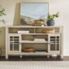 Transitional 2 Door Sideboard With Windowpane Design - Ivory Oak - Image 5