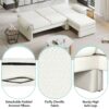 Convertible Futon Sofa Bed Futon Sofa Couch With An Adjustable Backrest, A Reversible Chaise Lounge And 2 Removable Armrest Pillows For Living Room - Beige - Image 6