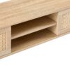 55.12" Rattan TV Cabinet, Double Sliding Doors For Storage, Adjustable Shelf, Solid Wood Legs, TV Console For Living Room - Natural - Image 14
