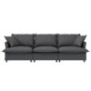 3 Seat Sofa Module For Modular Sectional Wide Seat Cloud Couch With Throw Pillows Upholstered - Gray - Image 2