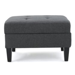 Contemporary Storage Ottoman With Tufted Waffle Stitching - Dark Gray