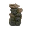 Decorative 5 Tier Wood Rock Inspired Water Fountain With Lights And Pump - Brown - Image 4