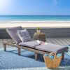 Ariana - Wooden Chaise Lounge With Cushion, Stylish Outdoor Relaxation - Gray - Image 2