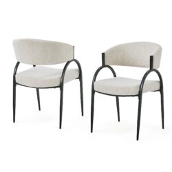 Contemporary Upholstered Dining Chairs With Metal Legs (Set of 2) - Beige
