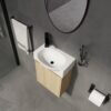 Modern 16" Bathroom Vanity Sink Combo With Ceramic Sink And Cabinet For Small Spaces - Oak - Image 7
