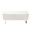 Storage Ottoman Bench For End Of Bed Gold Legs, Modern Ivory White Faux Fur Entryway Bench Upholstered Padded With Storage For Living Room Bedroom - Ivory - Image 13