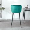 Counter Height Bar Stool, Velvet Upholstered For Pub, Restaurant, Kitchen Island (Set of 2) - Black / Green - Image 4