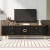 Modern TV Stand For TVs Up To 80", Entertainment Center With 4 Drawers And 1 Cabinet, Wood TV Console Table With Handles For Living Room - Black - Image 2