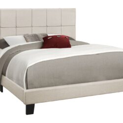 Queen Size Bed, Upholstered, Transitional - Beige