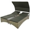 Patio Daybed Outdoor Daybed Sun Lounger With Shelter Roof With Adjustable Backrest, Storage Box And 2 Cup Holders For Patio, Balcony, Poolside - Gray - Image 12