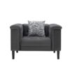 Mary - Velvet Tufted Chair With 1 Accent Pillow - Dark Gray - Image 2
