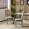 French Country Dining Chairs With Elegant Cane Backrest & Upholstered Seats Frame (Set of 2) - Slate Blue - Image 3