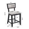 Counter Stools (Set of 2), Upholstered Counter Height Bar Stools With Comfy Back, Solid Rubber Wood Frame, Backrest, Footrest, Armless Barstools For Home Bar, Kitchen Counter - Beige / Black - Image 3