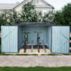 Outdoor Steel Storage Shed For Bicycle With Slope Roof And 4 Bike Tracks - Black - Image 6