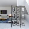 Room Photo Frames Screen Divider Screens, 3 Panel Decorative Screen With Photo Frames, Antique Mirror, Candle Stick - Black - Image 6