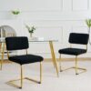 Modern Simple Light Luxury Dining Chair With Metal Legs, Teddy Material, (Set of 2) - Black - Image 6