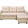 Convertible L Shaped Sectional Sleeper Sofa Bed, Saving Pull Out Couch - Beige - Image 3