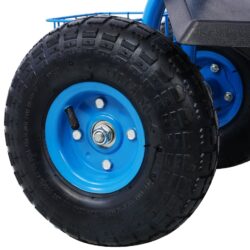 Rolling Garden Scooter Cart With 360 Swivel Seat Tool Tray Steel - Blue